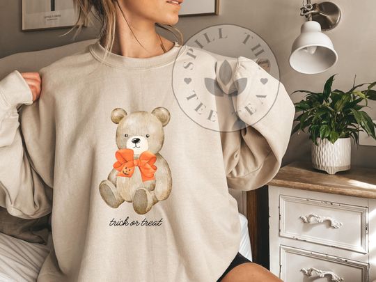 Discover Womens Halloween sweatshirt, cute fall sweatshirt, trick or treat sweater, autumn fashion, cozy fall clothing, womens fall sweatshirt