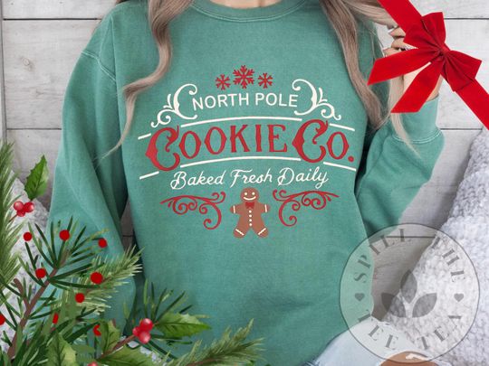 Discover Christmas Sweatshirt Merry Cookie Co. Baking Crewneck Holiday Pullover Gift for Baker Cozy Christmas Cookies Fleece Top