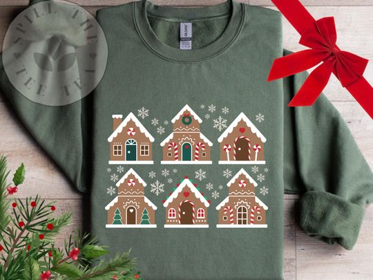Discover Christmas Sweatshirt Gingerbread House Holiday Sweater Baking Shirt Gift for Baker Cozy Festive Pullover for Winter Season