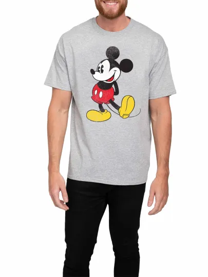 Discover Men's Big & Tall Disney Mickey Mouse Heather Gray Short Sleeve T-Shirt