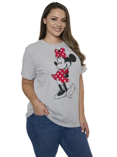 Discover Women's Plus Size Minnie Mouse T-Shirt Short Sleeve Red Polka Dot Disney Tee