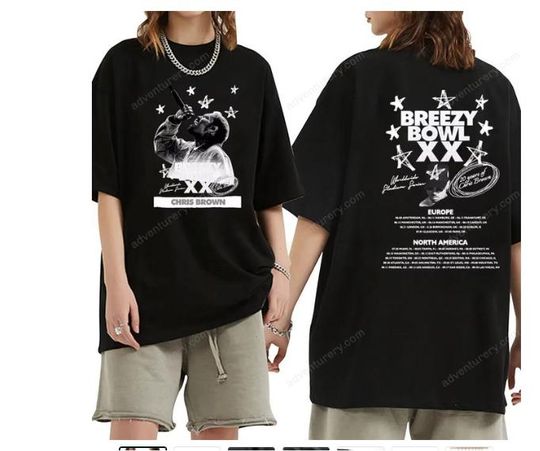 Discover High Quality Men's and Women's Chris Brown Breezy Bowl Tour 2025 Shirt Chris Brown Merch Retro