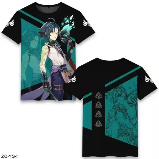 Genshin Impact Cosplay Men Women 3D Basic Short Sleeve T shirt Casual Tee