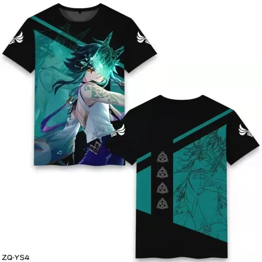 Genshin Impact Cosplay Men Women 3D Basic Short Sleeve T shirt Casual Tee