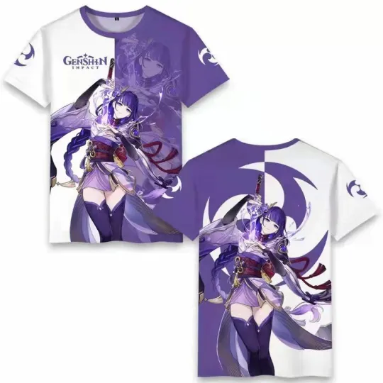 Genshin Impact Cosplay Men Women 3D Basic Short Sleeve T shirt Casual Tee