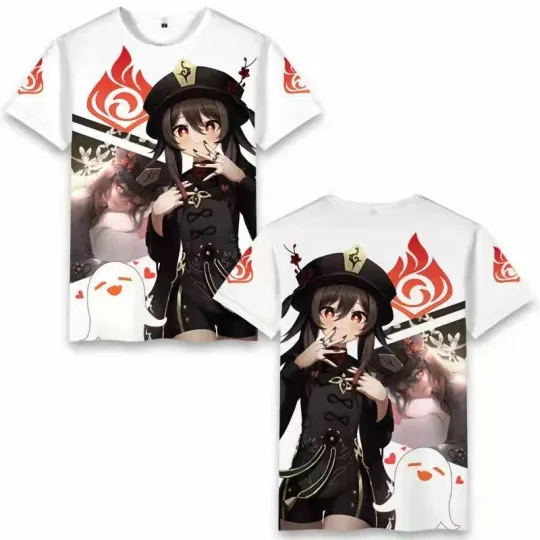 Genshin Impact Cosplay Men Women 3D Basic Short Sleeve T shirt Casual Tee