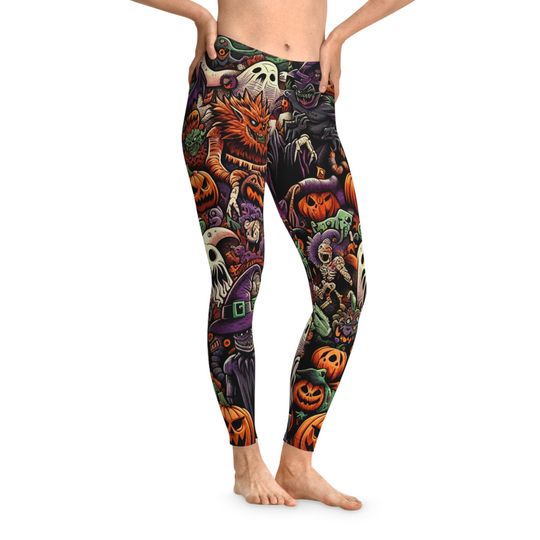 Halloween Leggings, Ghost and Pumpkins Print, Halloween Costume