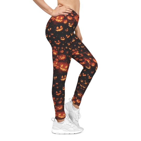Discover Halloween Women's Casual Leggings, Spooky Leggings, Fall Fashion, Halloween Apparel, Pumpkin Leggings, Ghost Print Leggings, summerween