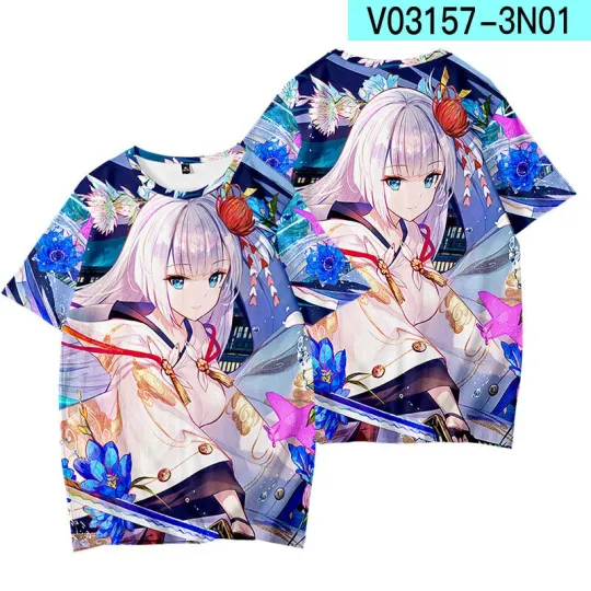 Discover Azur Lane Cosplay Men Women 3D Basic Short Sleeve T shirt Casual Tee Y45