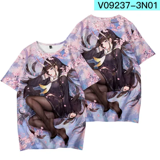Discover Azur Lane Cosplay Men Women 3D Basic Short Sleeve T shirt Casual Tee Y28