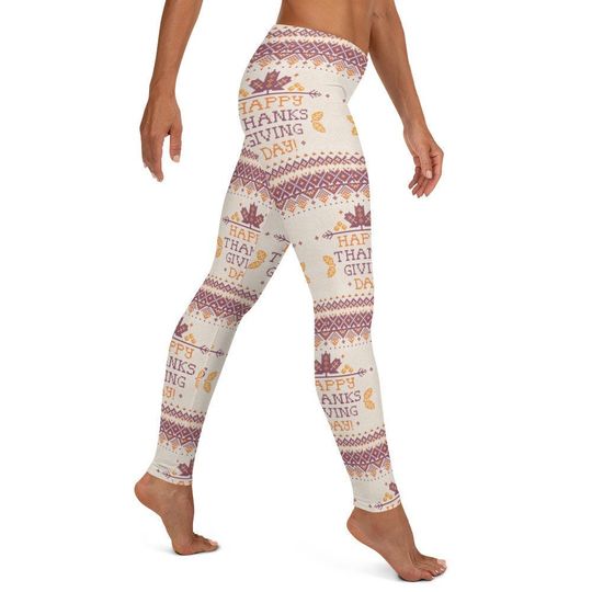 Happy Thanksgiving Women’s Leggings Turkey Day Print Cozy Wear