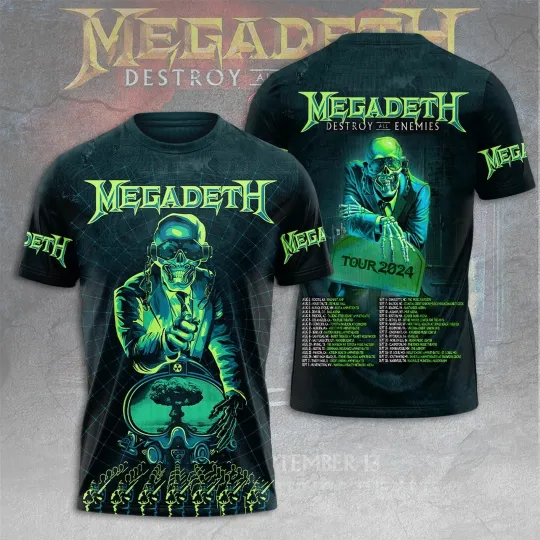 Discover Hot Sale 2025! MEGADETH DESTROY ALL ENEMIES TOUR 2024 3D T-SHIRT, Gift For Fans