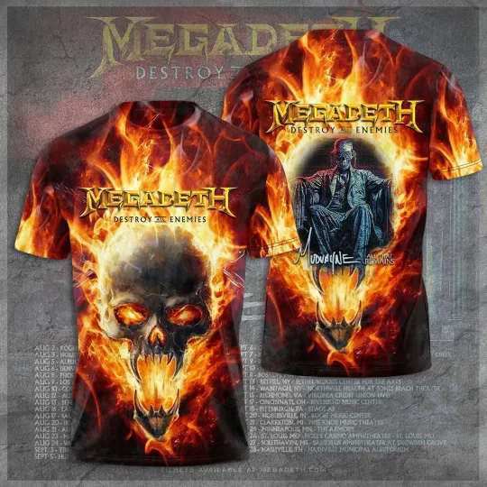 Discover Hot Sale 2025! MEGADETH DESTROY ALL ENEMIES TOUR 2024 3D T-SHIRT, Gift For Fans