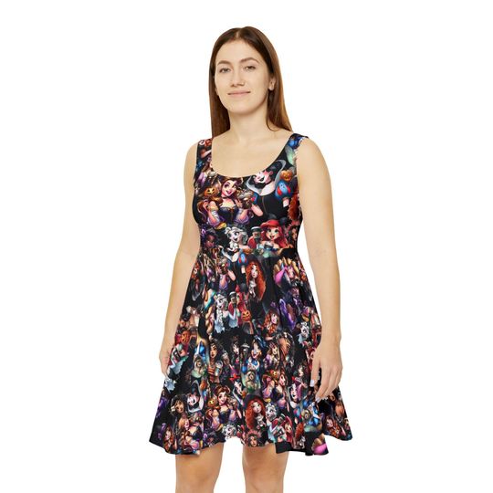 Discover Ladies Dress, Halloween, Skater Dress, Goth, Spooky, Sun Dress, Summer Dress, Cruise Dress, Theme Park, Fun Dress, Princess, Coffee, Disney