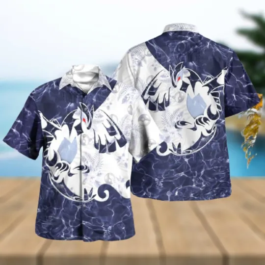 Discover Tribal Shadow Lugia Design Hawaiian Shirt and Short