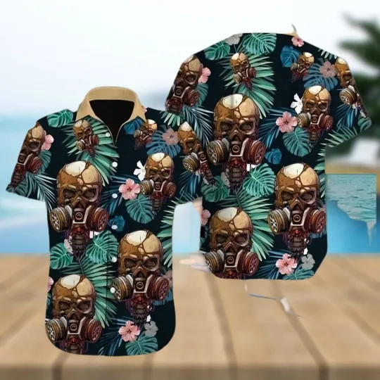 Discover Skull Aloha Hawaiian Shirt Colorful Summer Beach Casual Shirt