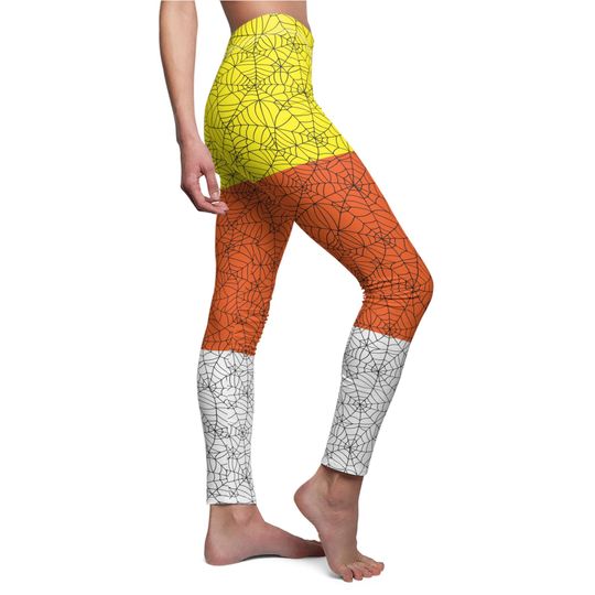 Halloween Candy Corn Spider Web Print Women’s Leggings