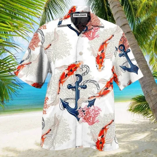Discover Koi Fish & Anchor Hawaiian Shirt