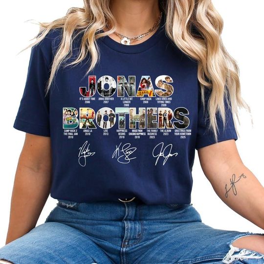 Discover 20th Anniversary Of Jonas Shirt, Jonas Fan Merchandise Gift, Brother Living Dream Tee, Bro Concerts T-shirt