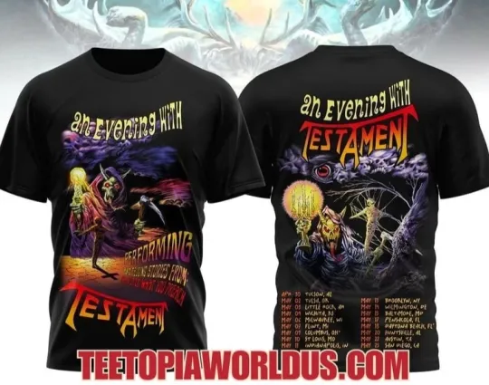 Discover An Evening With Testament Band Tour Dates 2025 Metal 3D T-Shirt