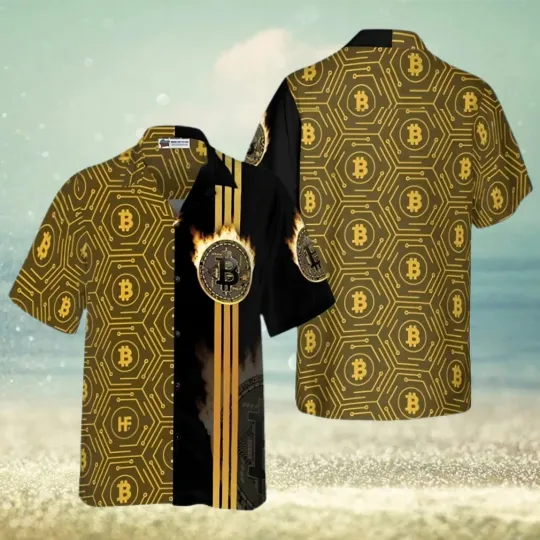 Discover Aloha Bitcoin Flame Hawaiian Shirt