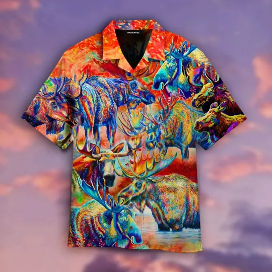 Discover Moose Colorful Hawaiian Shirt