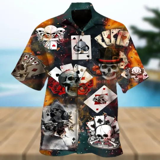 Discover DANGEROUS SKULL POKER HAWAIIAN SHIRT