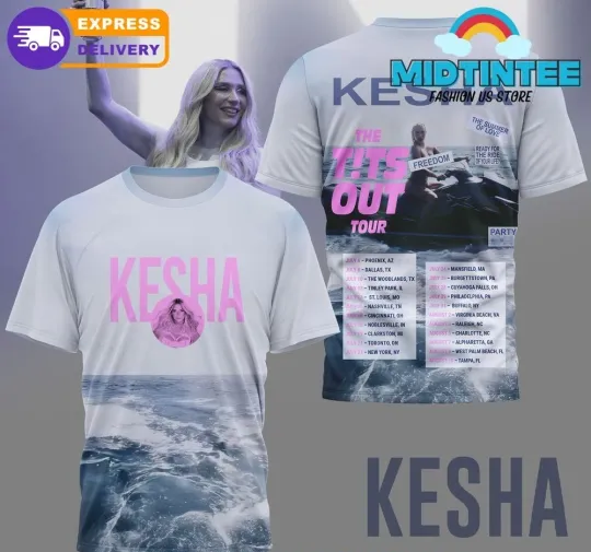 Discover Kesha The Tits Out Tour 2025 AOP T-Shirt