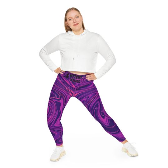 Discover Witchy Vibes Plus Size Leggings: Pink Purple Psychedelic Yoga Pants