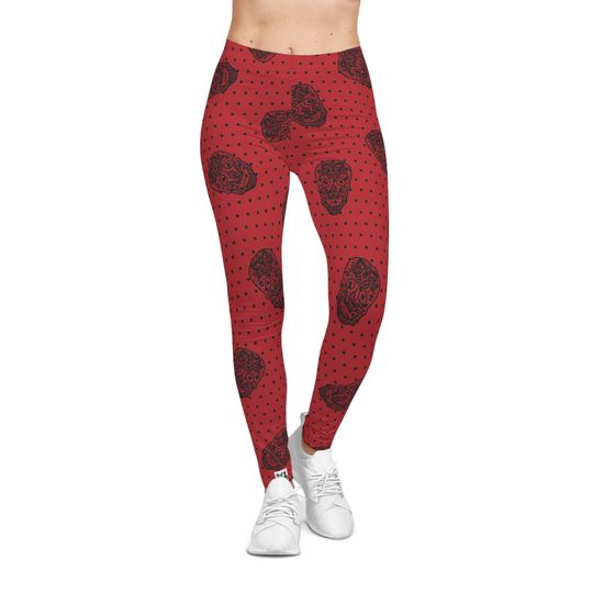 Sugar Skull Polka Dot Leggings: Trendy Goth Halloween Style