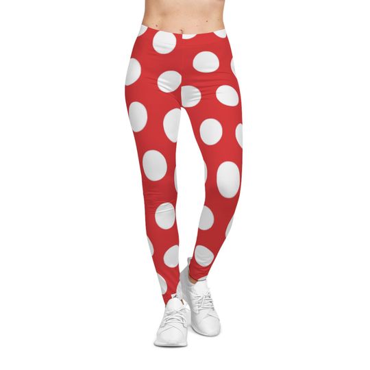 Halloween Red and White Polka Dot Leggings, Polka Dots Are Trending Yoga Pants