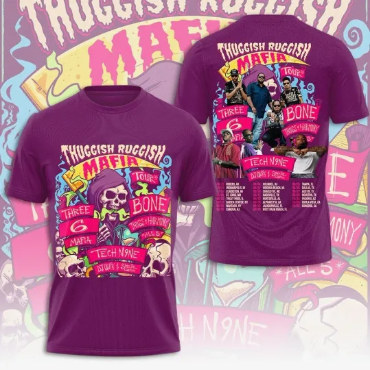 Bone Thugs-N-Harmony x Tech N9ne x Three 6 Mafia Tour 2025 3D T-Shirt