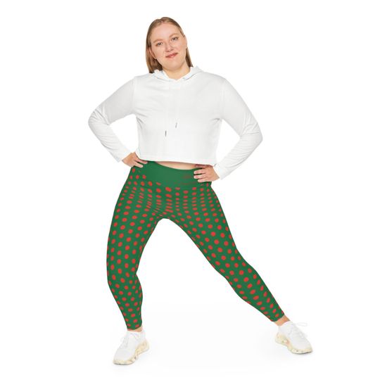 Leggings - Red On Green Polka Dots Trending