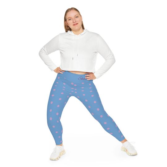 Leggings - Pink On Blue Polka Dots Trending