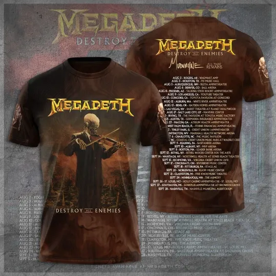 Discover Megadeth Announces Destroy Destruction All Enemies Tour 2024 T-Shirt Men Women