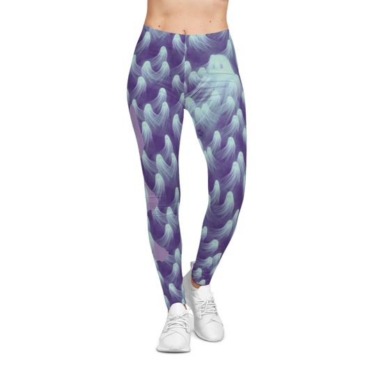 Boo Ghost Leggings: Purple Activewear, Stretchy Yoga Pants