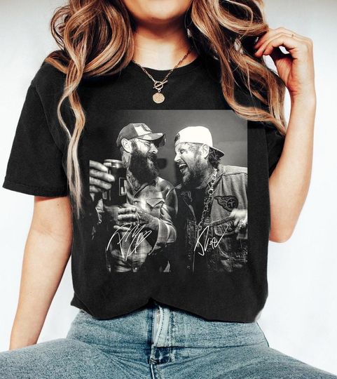Discover 90s Music Graphic T-shirt, Posty X Jelly Roll Concert 2025 Fans Shirt, Malone Music The Album Shirt, Retro Rock Hip-Hop Gift for Men & Women