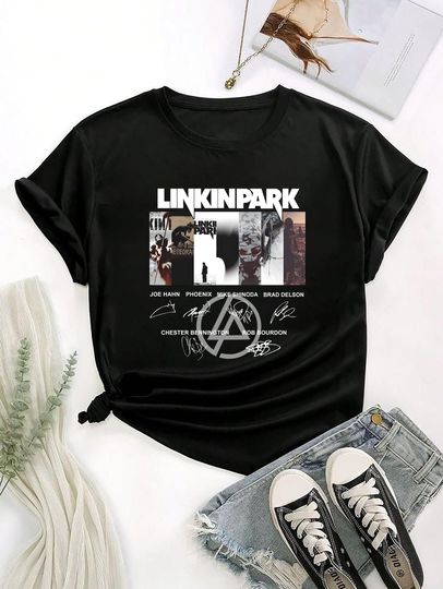 Discover Linkin Park Rock Band Logo Shirt, Linkin Park World Tour 2025 Shirt, Linkin Park Signatures Shirt, Linkin Park Merch, Linkin Park Fan Gift