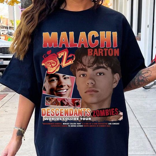 Discover Disney Descendants Zombies World Collide Tour Concert Malachi Barton T-Shirt, Disneyland Summer Tour 2025 Shirt, Zombies 4 Music Festival