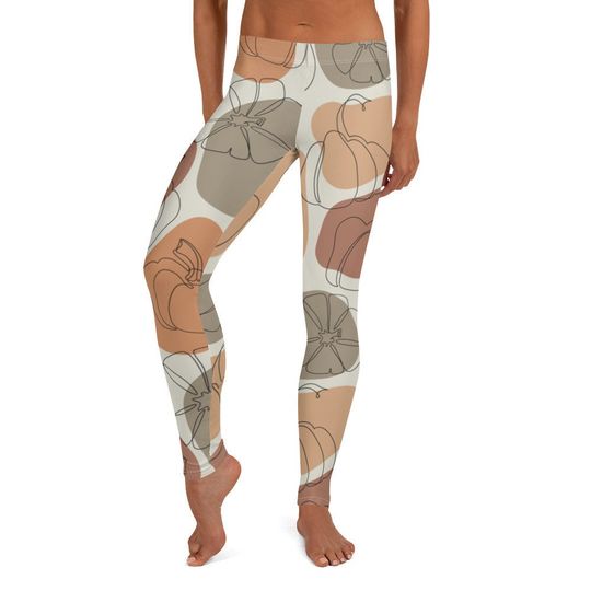 Autumn Leggings Women’s Earth Tone Pumpkin Print Cozy Pants
