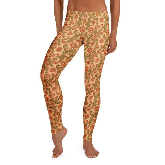 Discover Cinnamon Rose Women’s Leggings Vintage Floral Blooming Roses Print