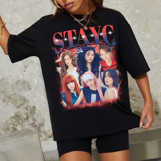 Discover Retro STAYC Kpop T-shirt, Stayc Stay Tuned Tour 2025 Shirt, StayC I Want It Shirt, Metamorphic Album Shirt, Stayc Members Kpop Shirt