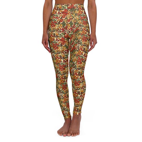 Autumn Leaves High Waist Leggings: Floral Yoga Pants