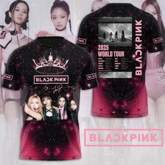 Discover Blackpink World Tour 2025 Shirt Kpop 3D Graphic Tee for ARMY & Blink Fans