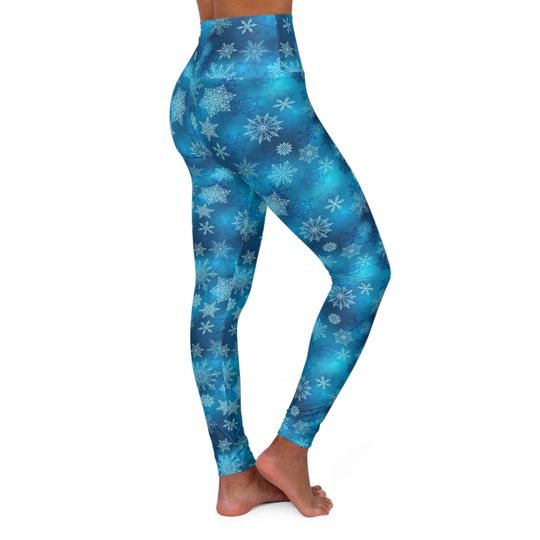 Snowflake Yoga Leggings: High Waist Winter Gym Tights