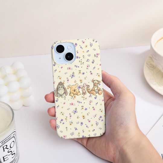 Discover Cute Flower Winnie The Pooh Phone Case for iPhone 16 15 13 14 11 Pro Max Matte Case 15 Plus Case, iPhone 16/17/12/13 Mini Case XR XS Case