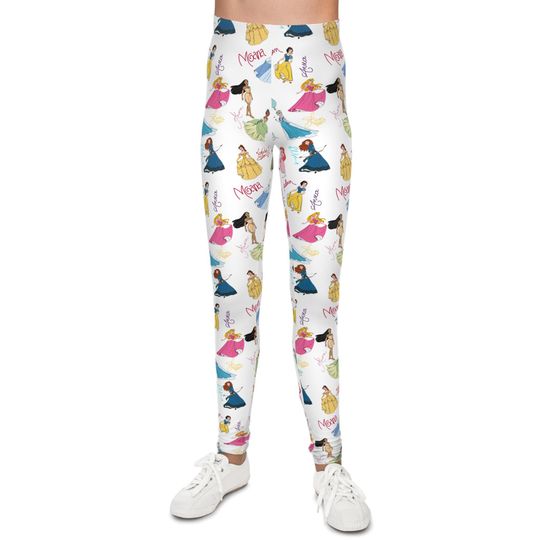 Discover Youth Leggings, Princess Leggings, Disney Leggings, Yoga Pants, Disney Yoga Pants, Yoga Pants, Leggings, princess Autographs, Kids Leggings