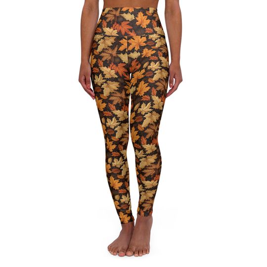 Maple Leaf High Waisted Yoga Leggings: Autumn Print