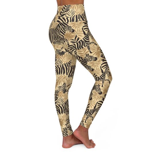 Discover Zebra Print High Waisted Leggings: Safari Yoga Gym Style
