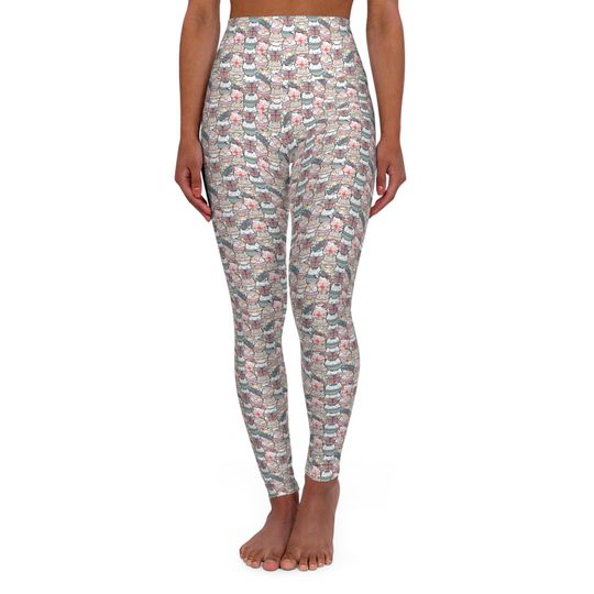 Christmas Cat Print Leggings: High Waisted Winter Yoga Pants